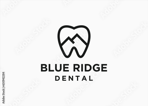 dental with mountain logo design vector silhouette illustration