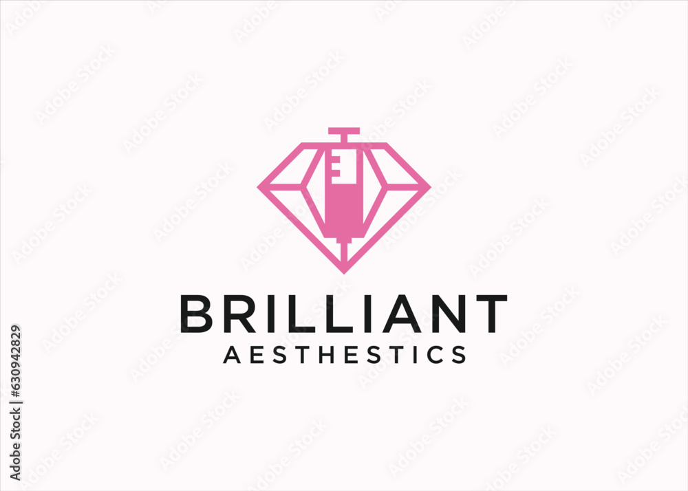 Naklejka premium diamond with injection logo design vector silhouette illustration