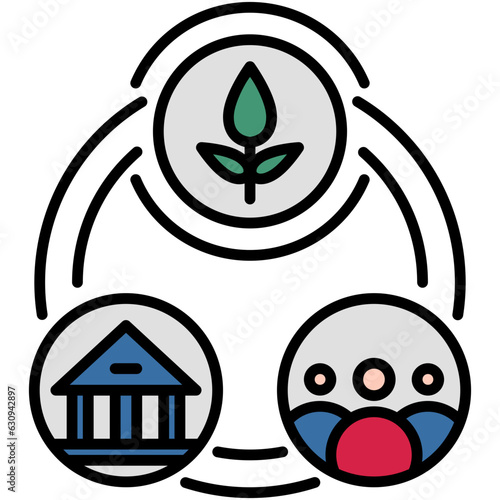 ESG Icon. Enviromental Social Governance Symbol Stock Illustration. Vector Filled Line Icons For UI Web Design And Presentation