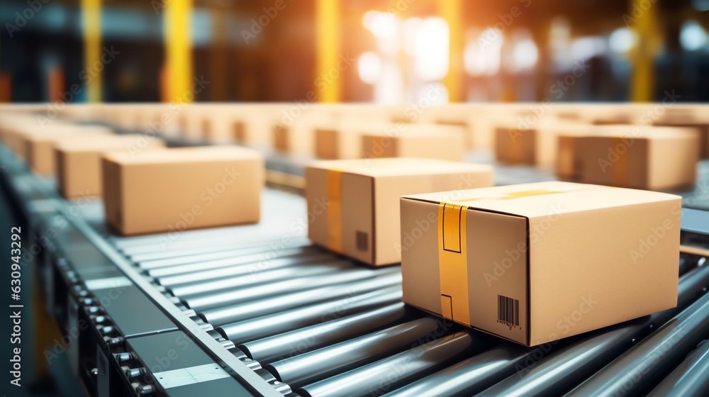Box carton on conveyor Box carton on conveyor
