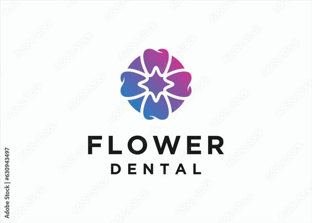 dental flower logo design vector silhouette illustration