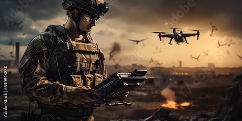Soldiers operate drones photo