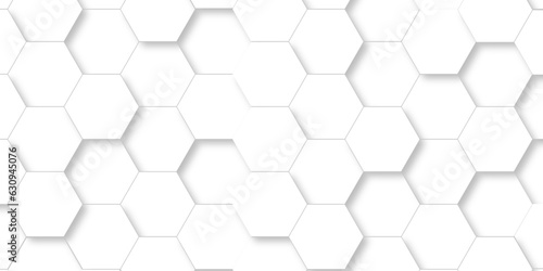 Background with white lines 3d Hexagonal structure futuristic white background and Embossed Hexagon   honeycomb white Background  light and shadow  Vector.  