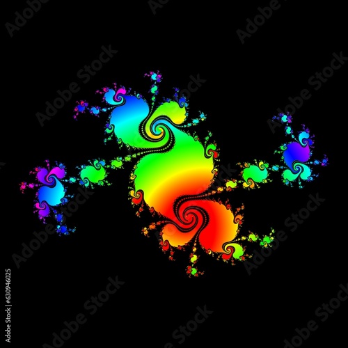 黒背景にカラフルなフラクタル模様