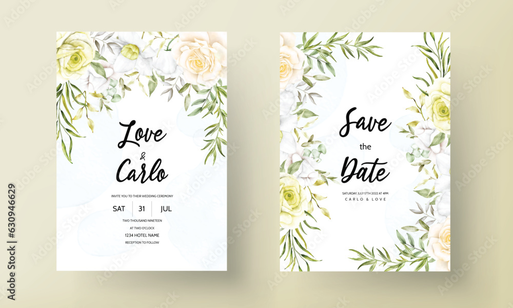 beautiful blooming flower wedding invitation card