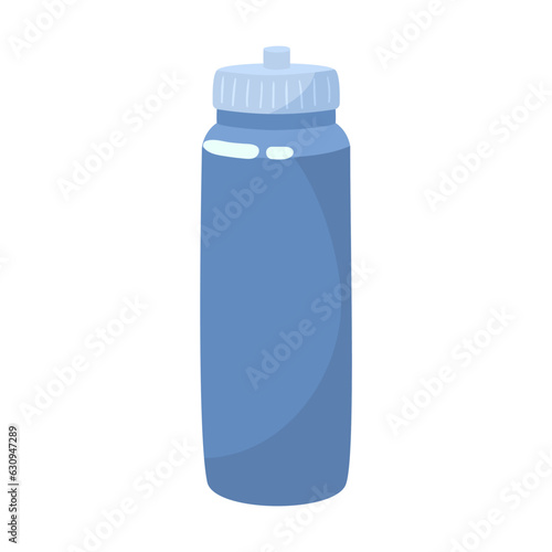 Blue water bottle for fitness vector illustration. Cartoon drawing of plastic bottle for workout activities isolated on white background. Healthy lifestyle, sports concept