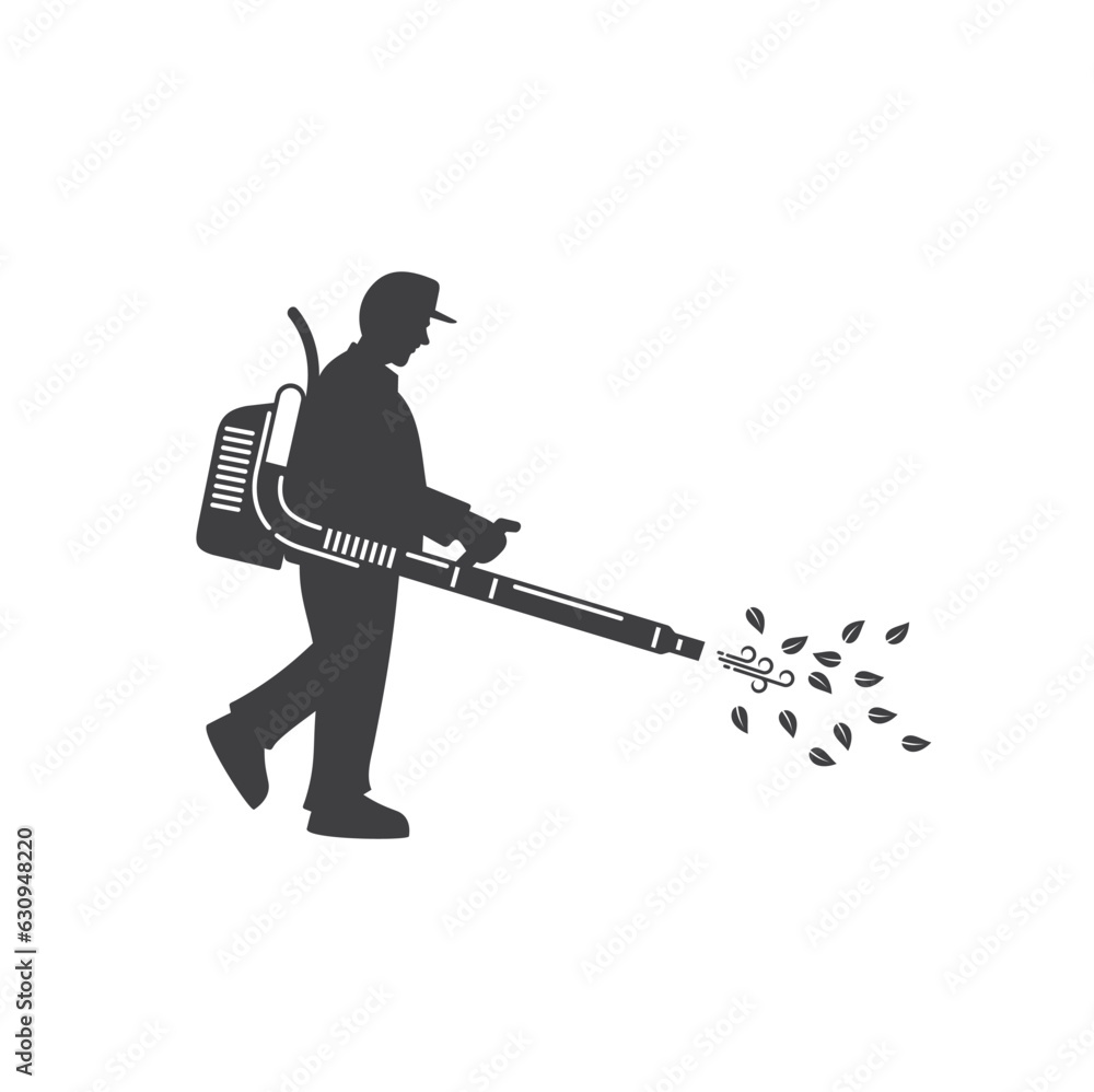 illustration of leaf blower, gardener equipment, vector art. 
