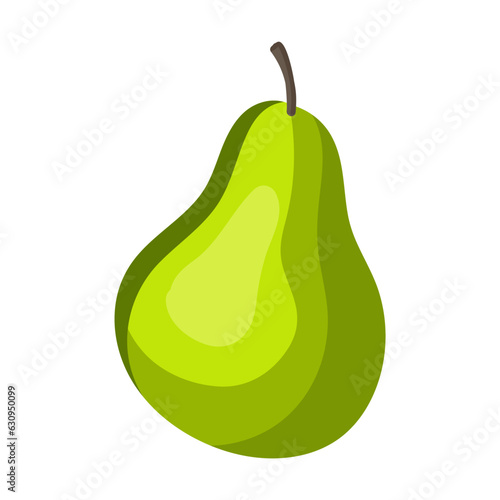 Pear vector illustration. Cartoon drawing of green pear. Healthy or organic food, gardening, farming, agriculture, grocery shopping concept