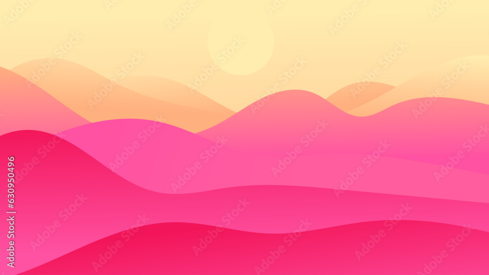 Mountain landscape background with shades of orange vector illustration