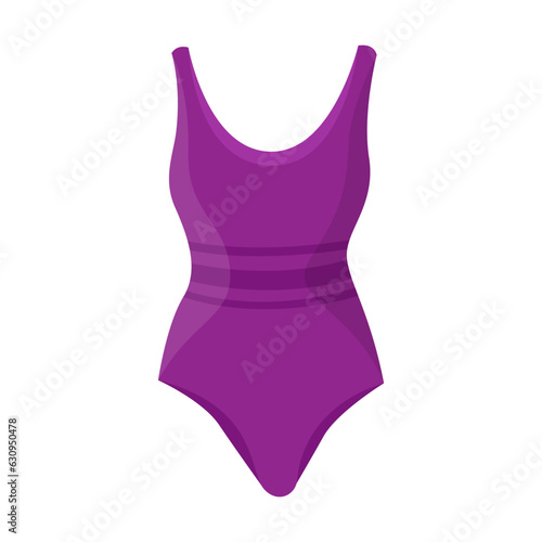 Purple female swimsuit vector illustration. Purple women bathing suit on white background. Holiday, summer, swimming concept