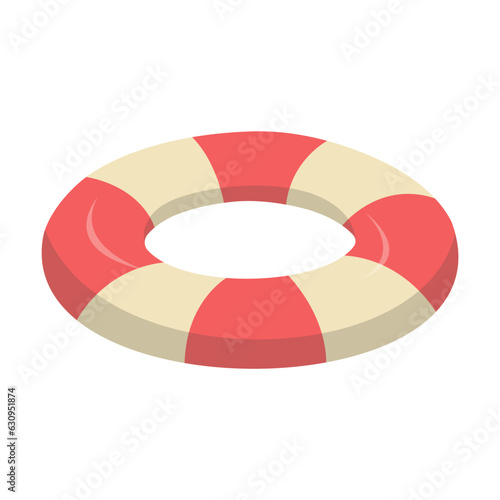 Design of red and white inflatable ring vector illustration. Drawing of floater isolated on white background. Summer, vacation, holidays concept