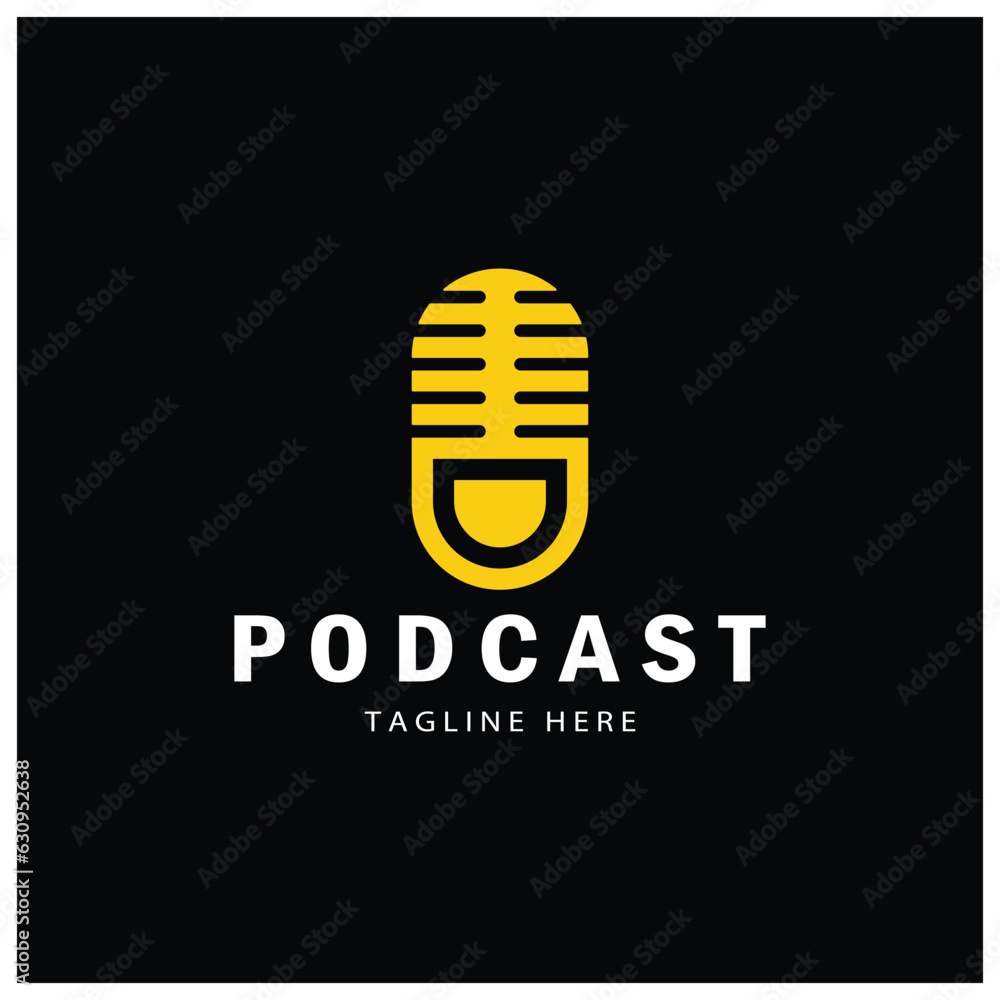 podcast logo with microphone and earphone audio, radio waves. for studio, talk show, chat, information sharing, interview, multimedia and web. podcast logo with microphone and earphone audio, radio waves. for studio, talk show, chat, information sharing, interview, multimedia and web.