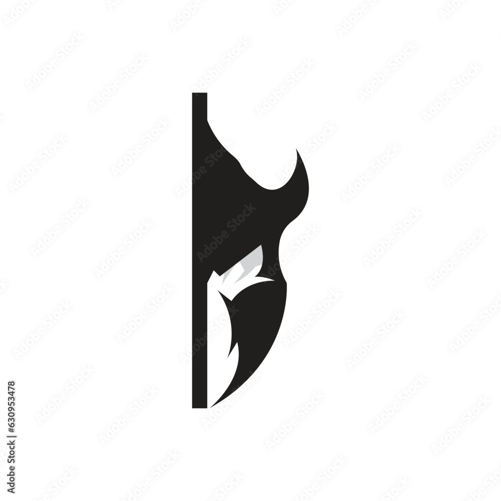 Fototapeta premium Spartan Logo Design, Vector VIking Guardian Fighter, Simple Greek Warrior Helmet