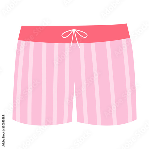Pink swimwear for boys vector illustration. Swimming trunks or underwear for children isolated on white background. Summer activities, fashion, childhood, vacation concept