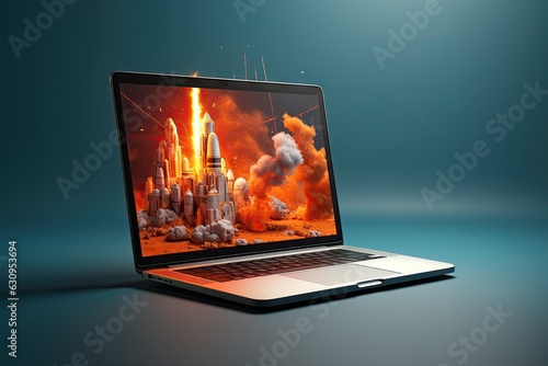 photo of laptop with cool wallpaper an ambiance