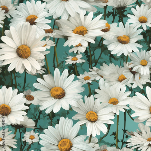 Daisy Pattern Seamless Background, generative with Ai