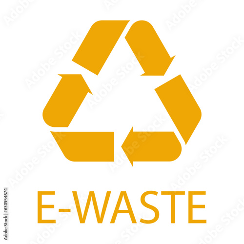 Symbol of recyclable or reusable e-waste vector illustration. Recycle arrow symbol of yellow color isolated on white background. Ecology, environment, recycling concept