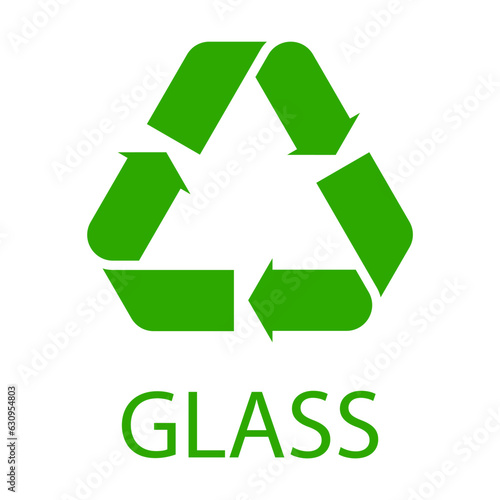Symbol of recyclable or reusable glass vector illustration. Recycle arrow symbol of green color isolated on white background. Ecology, environment, recycling concept
