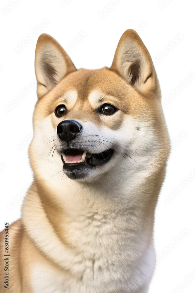 Shiba inu in front of a white backgroung