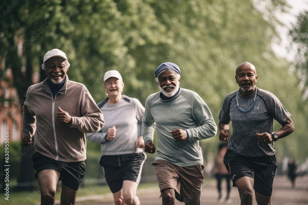 Fototapeta premium Seniors walking in the park together