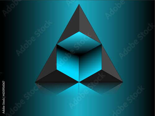 Logo desine, pyramid, triangle, icon, 3d, illustration, vector, design, shape photo