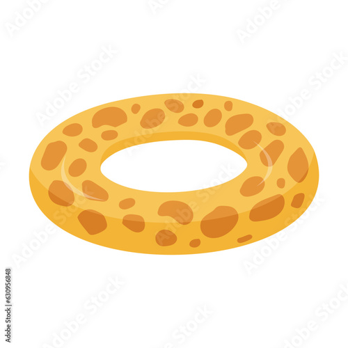 Design of yellow inflatable ring vector illustration. Drawing of giraffe floater isolated on white background. Summer, vacation, holidays concept