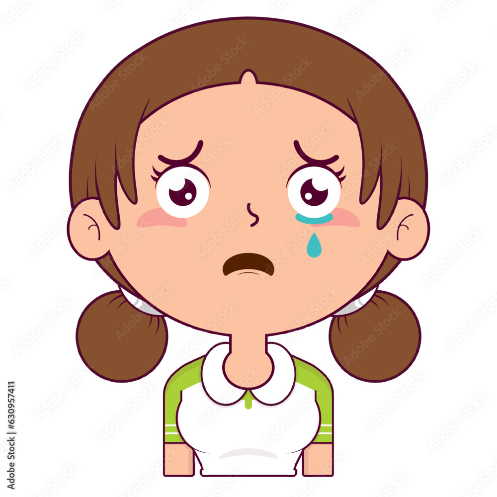 girl crying and scared face cartoon cute girl crying and scared face cartoon cute