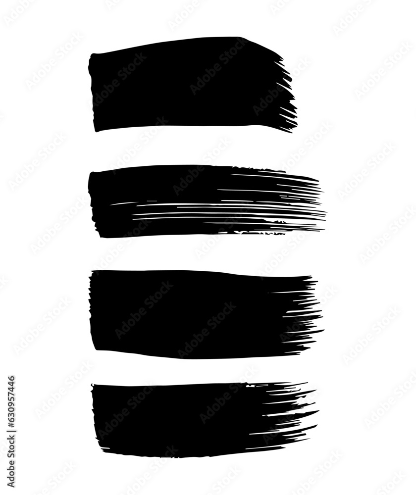Grunge paint brush strokes vector. Black paintbrush collection isolated on white background