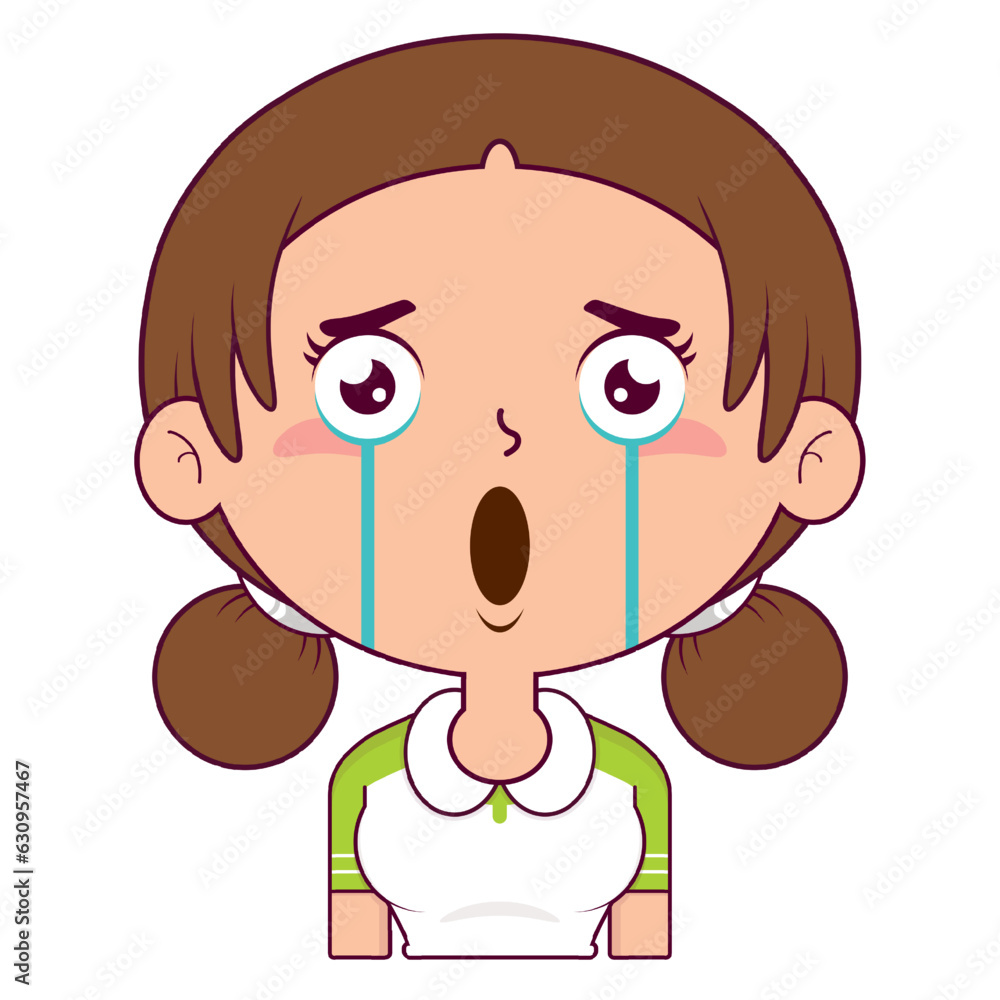 girl crying and scared face cartoon cute girl crying and scared face cartoon cute