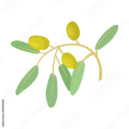 Sprig with sea buckthorn berries vector illustration. Cartoon drawing of fresh ingredient for cooking oil isolated on white background. Organic food, nutrition, diet, culinary concept