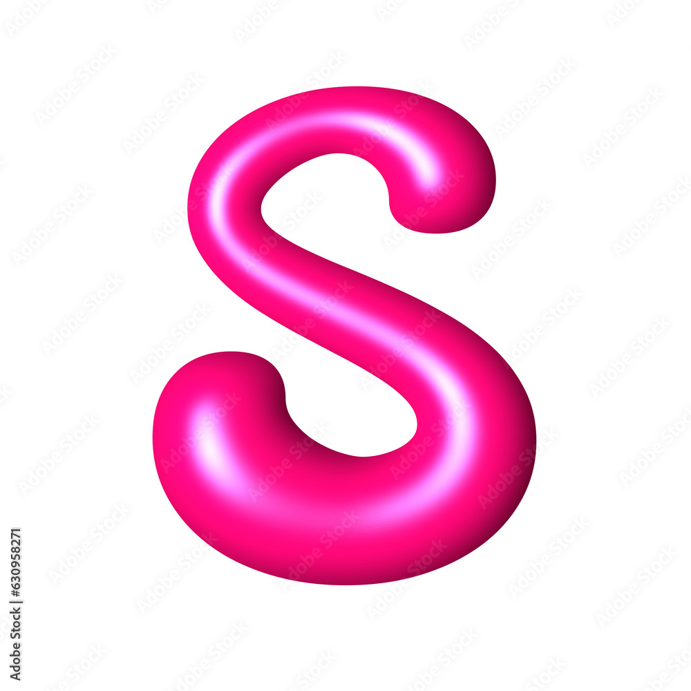S liquid pink 3D alphabet y2k style