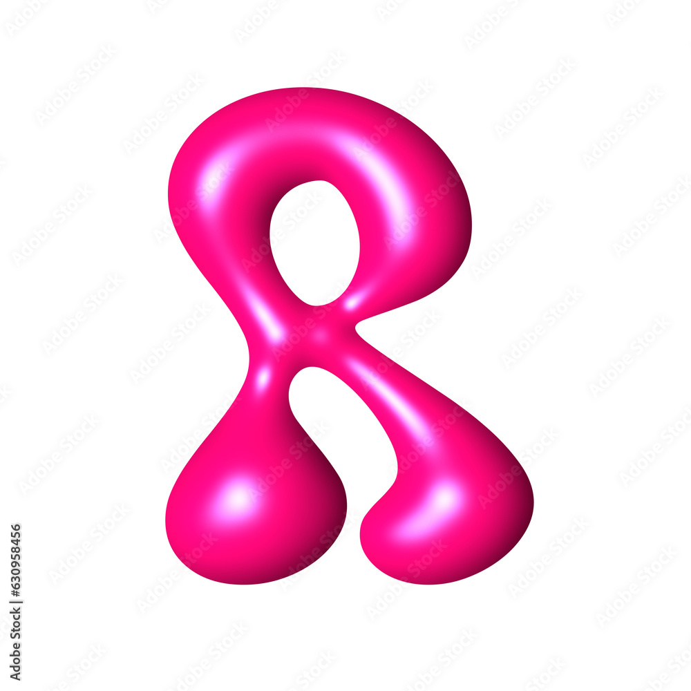 R liquid pink 3D alphabet y2k style R liquid pink 3D alphabet y2k style
