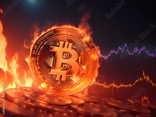 coin on fire stock market crypto photo