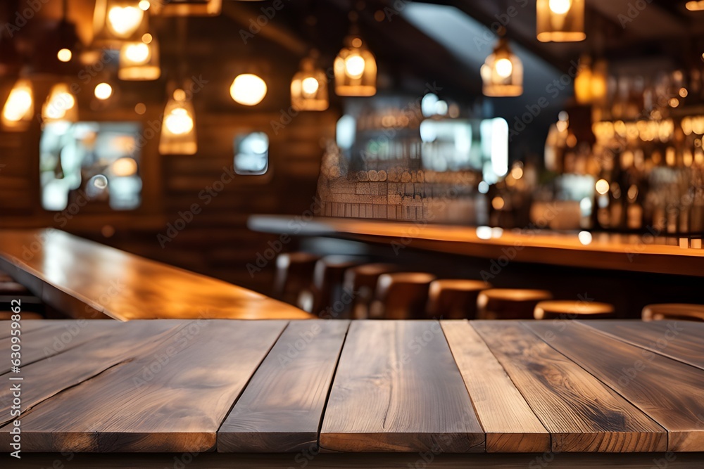 Dark wooden table in a bar setting Dark wooden table in a bar setting