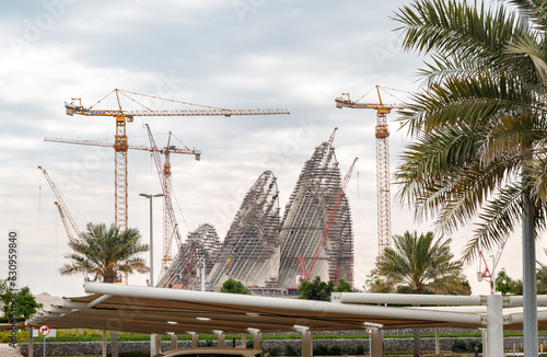 Wallpaper Mural View from the parking lot of the Louvre Abu Dhabi to Zayed National Museum building under construction in Abu Dhabi city, United Arab Emirates Torontodigital.ca