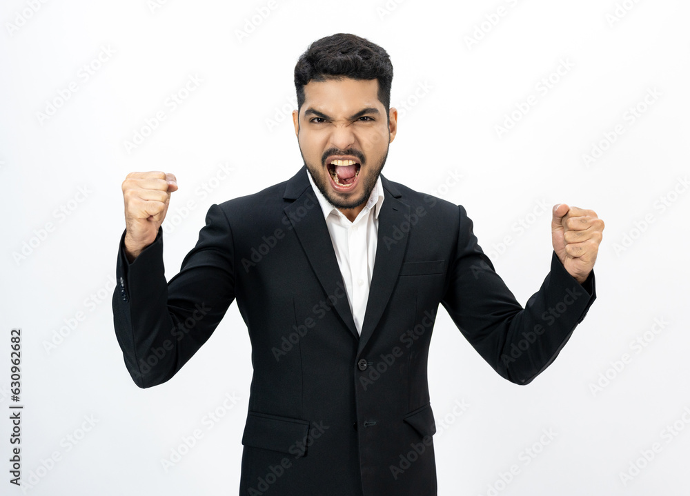 Depressed stressed. Young asian businessman on isolated white background. Angry middle aged Indian businessman in office uniform. Depressed stressed. Young asian businessman on isolated white background. Angry middle aged Indian businessman in office uniform.