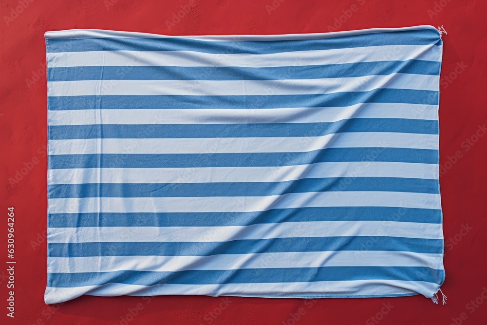Obraz premium Blue And White Striped Beach Towel On An Isolated Background, Generative AI