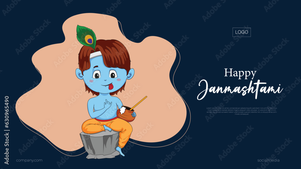 vector happy janmashtami background with matki and makhan vector happy janmashtami background with matki and makhan