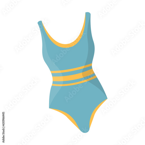 Colorful swimsuit for women vector illustration. Cartoon drawing of striped swimming suit for females, clothes for beach isolated on white background. Summer, fashion, vacation concept