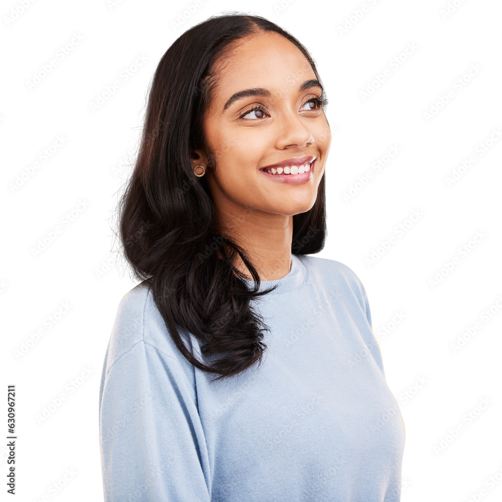 Idea, woman and thinking for opportunity, smile and decision isolated in a transparent or png background. Happy, lady and creative with happiness, dream and joyful with thoughts, goal and choice Idea, woman and thinking for opportunity, smile and decision isolated in a transparent or png background. Happy, lady and creative with happiness, dream and joyful with thoughts, goal and choice