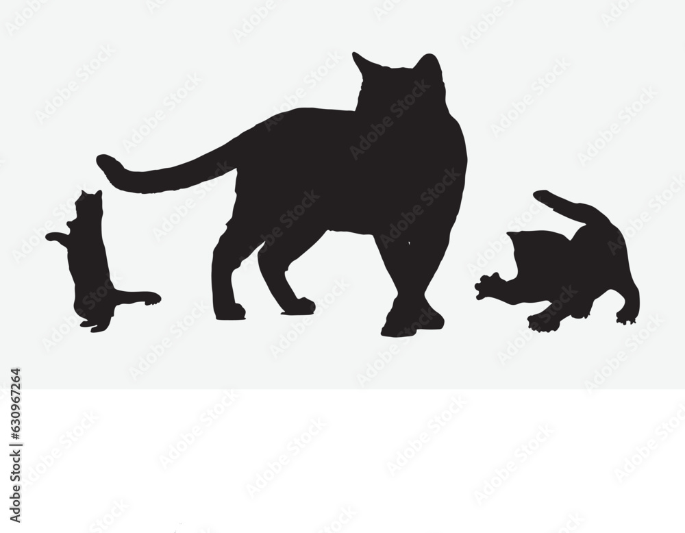 Prowling Elegance, A Stunning Collection of Graceful Cat Silhouettes in High-Quality Vectors