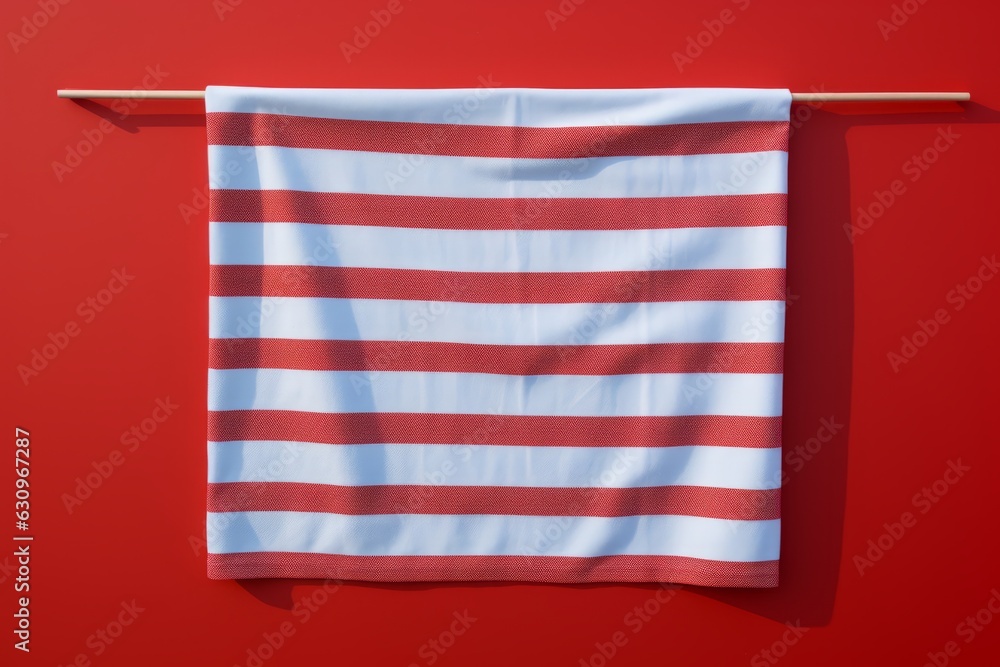 Fototapeta premium Red And White Beach Towel On An Isolated Background, Generative AI