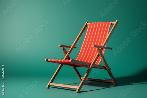 Red Beach Chair On An Isolated Green Background  Generative AI