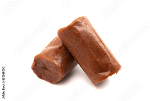 Pair of Chocolate Candy Rolls Isolated on White Background