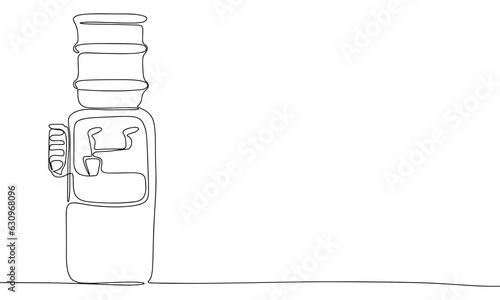 One line continuous water cooler. Line art of office concept banner. Outline vector illustration.
