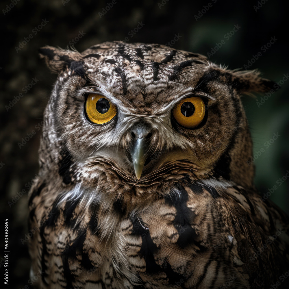 An avian wonder, an owl perched on a woodland floor, a master hunter in its natural environment. AI Generative. An avian wonder, an owl perched on a woodland floor, a master hunter in its natural environment. AI Generative.