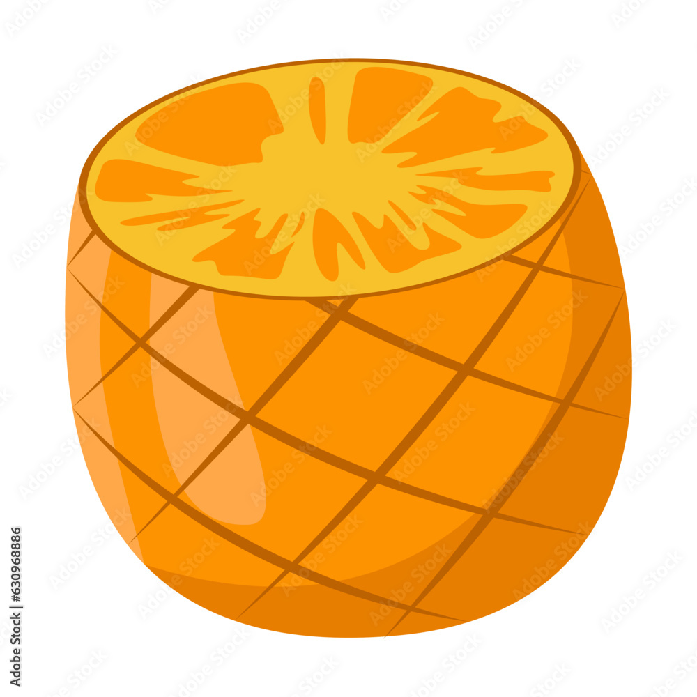 Vecteur Stock Ripe pineapple cut in half vector illustration. Cartoon