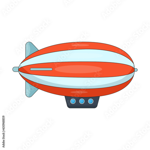 Colorful blimp vector illustration. Cartoon drawing of red and white air transport for transporting passengers isolated on white background. Aircraft, transportation, traveling concept
