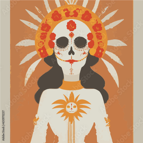 Catrina mexicana con penacho vector