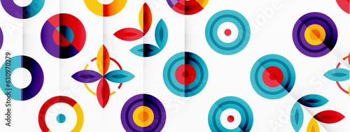 Colorful circles in a grid composition abstract background. Design for wallpaper, banner, background, landing page, wall art, invitation, prints, posters